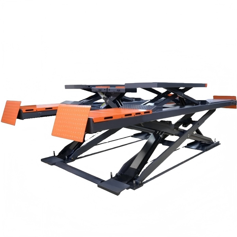 Hot Sale 5T Capacity SHL-Y-J-50CCBL Ultrathin Double Level Scissor Lift for Four Wheel Alignment With Trolley